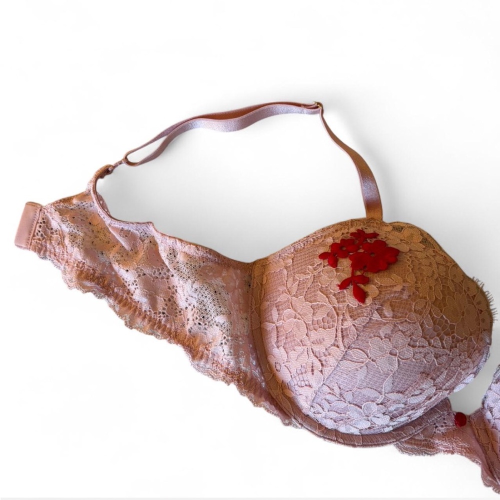 BRAND NEW: pink & red Victoria’s Secret dream angels lace push up bra
